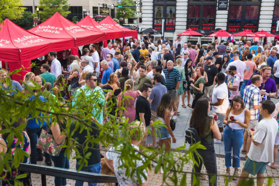 A crowd at an outdoor festival.