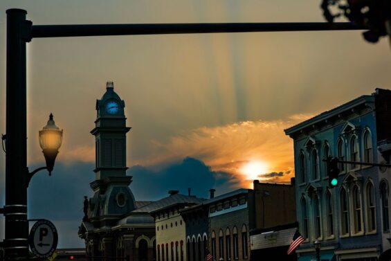 A sunset in downtown Georgetown, KY.